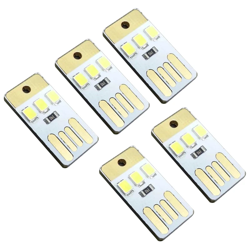 5 шт. ночник мини карманные карты USB Мощность светодиодный брелок ночь для чтения