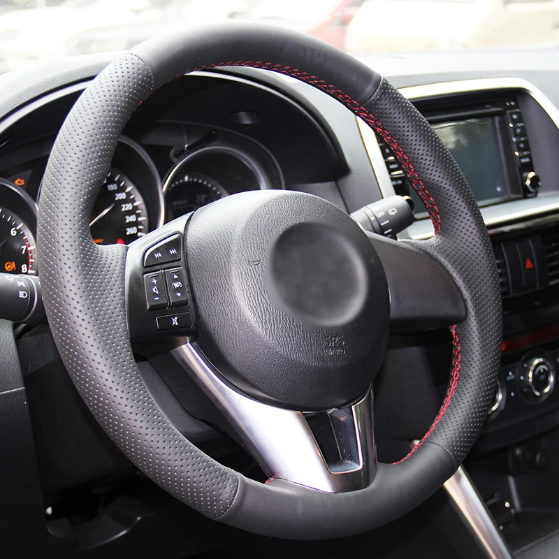 Черный чехол на руль из искусственной кожи для Mazda 3 Axela 6 Atenza 2 CX-3 CX-5 Scion iA Toyota Yaris |