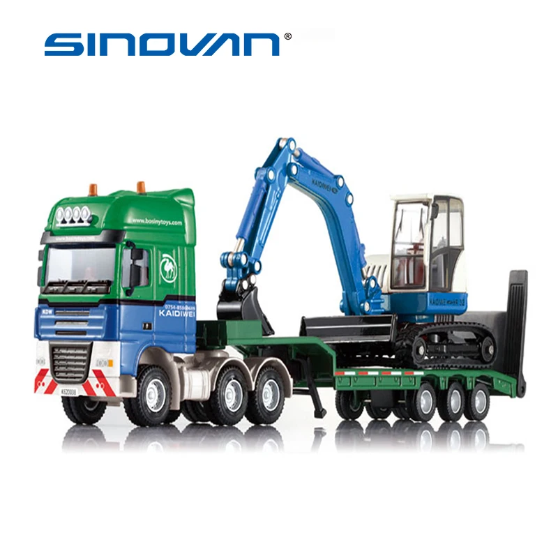 Литая модель полуприцепа из сплава 1:50 низкая платформа грузовик низкорамный