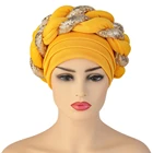 Африканский головной убор Aso Oke Auto Gele головной убор уже Африканский головной убор нигерийская Свадебная Женская коса тюрбаны головной убор