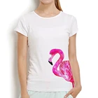 Забавная футболка с акварельным фламинго, женская летняя новая белая Повседневная футболка с коротким рукавом и круглым вырезом, женская футболка унисекс, уличная футболка