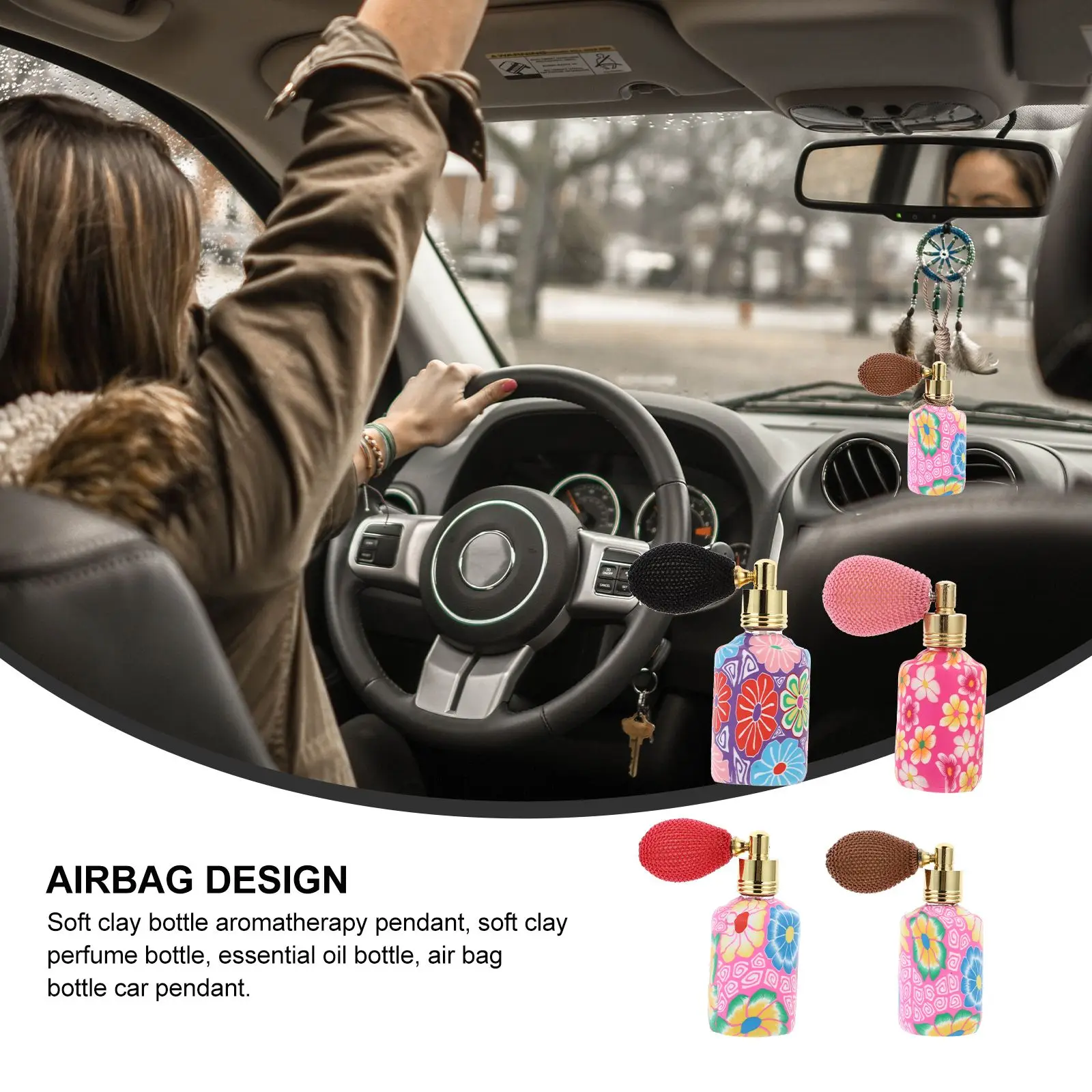 

4Pcs 15ml Airbag Perfume Bottles Exquisite Glass Airbag Perfume Bottle Empty Spray Bottle For Home Gift Travel(Random Color)