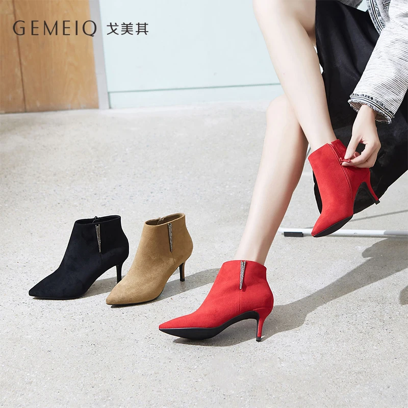 GEMEIQ 2019 зима новые модели женская обувь Боковая молния теплые сапоги ультра