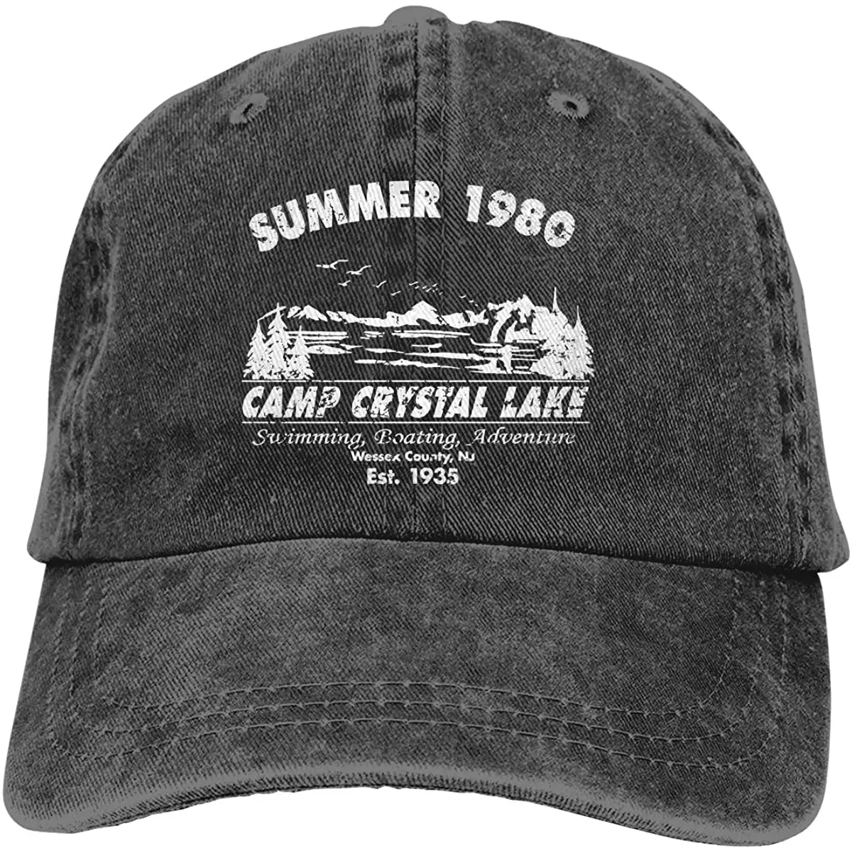 

SLISL EIEI Лето 1980 Кемпинг Кристалл озеро регулируемые бейсболки джинсовые шляпы ковбойские спортивные уличные