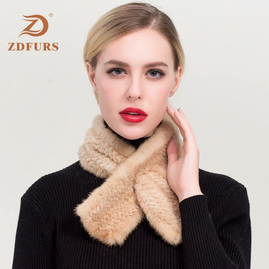 ZDFURS* женский настоящий норковый шарф короткий параграф крест Корейская версия ручной работы Женский вязаный меховой воротник норковый мех шаль шарфы