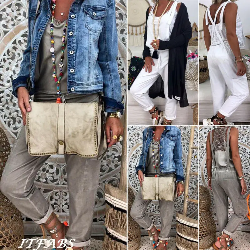 Корейский стиль опрятный большой карман Свободные Комбинезоны уличная femme