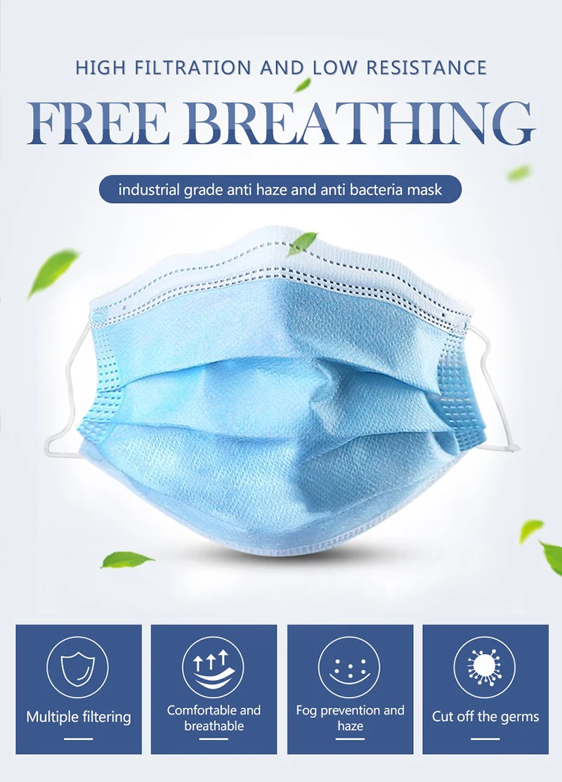 Горячая Распродажа 400 шт. трехслойная Нетканая маска со ртом для лица одноразовые