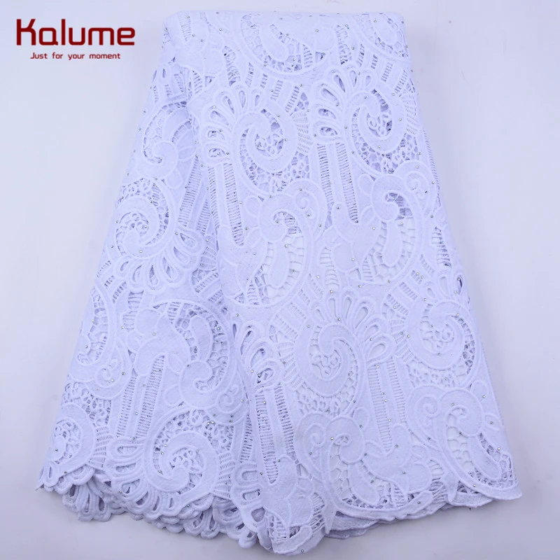 Kalume гипюровая кружевная ткань с вышивкой африканская камнем нигерийские