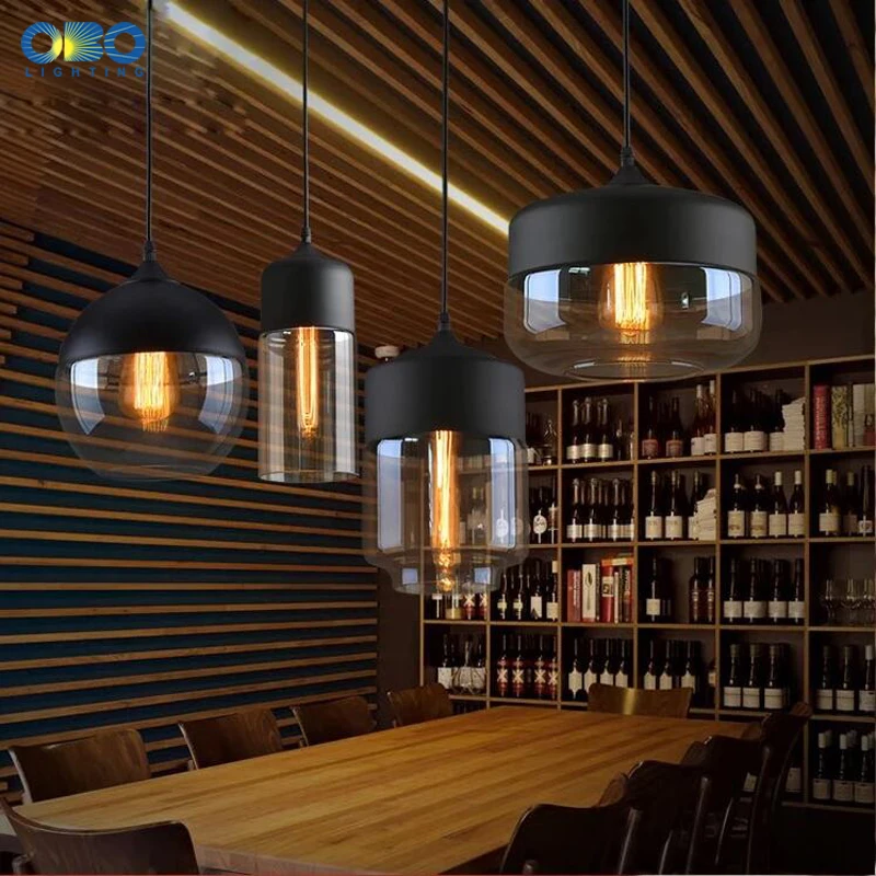 Винтажная Подвесная лампа стеклянный Железный Скандинавский современный Лофт