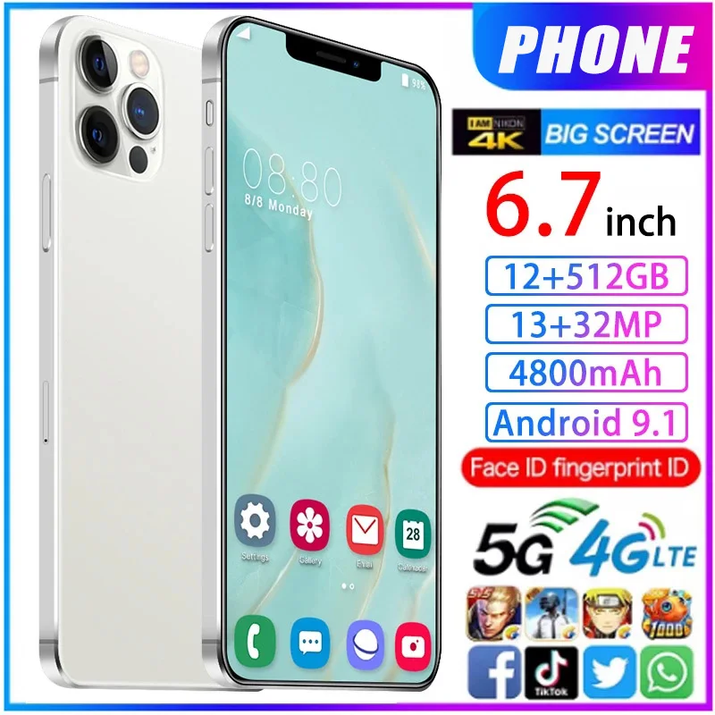 

6.5-inch I12 Water drops screen smartphone triple-slot 8 128GB 4800mAh New MediaTek 8 Core NFC global version Android phone