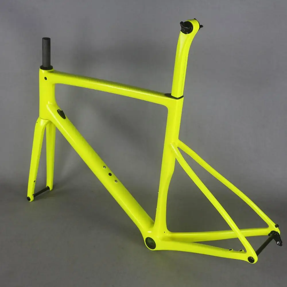 Флуоресцентный желтый диск с плоским креплением карбоновая рама для дорожного