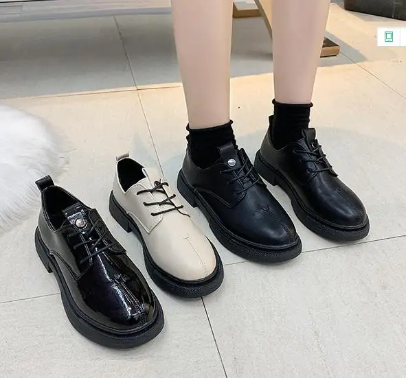 Женские повседневные туфли винтажные удобные на шнуровке круглый носок