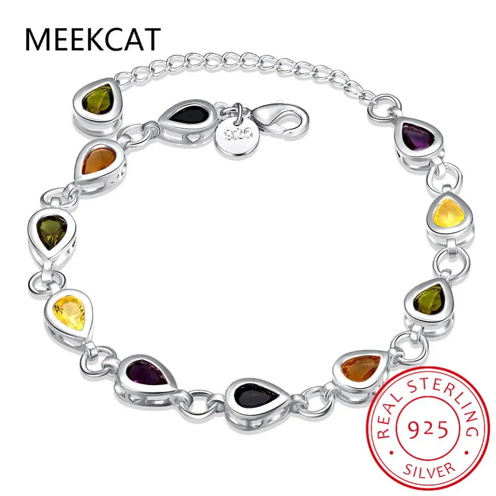 

925 серебро ювелирные изделия браслет высокого качества в стиле ретро; Модные женские разноцветные сапоги для дождя с цирконием в форме капл...