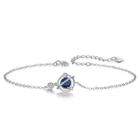 blue planet shiny bling cubic zirconia silver color bracelet for women simple korean dainty thin jewelry gifts sl2271