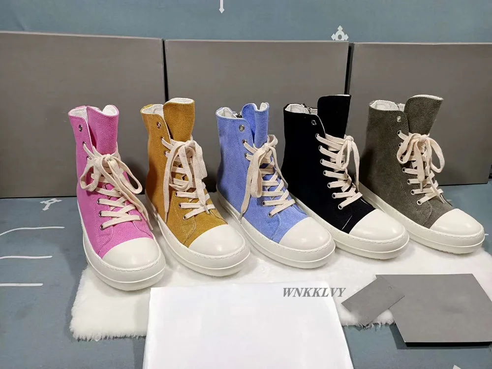 

Spring causal shoes women Thick bottom platform high-top lace up canvas shoes mixed color sneakers running shoes ankle boots