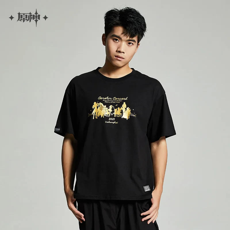 

Genshin Impact Official Concert Promotional Graphics Printed T-shirt Short-sleeved T-shirt 100% Cotton Boy Girl Oversize Clothes
