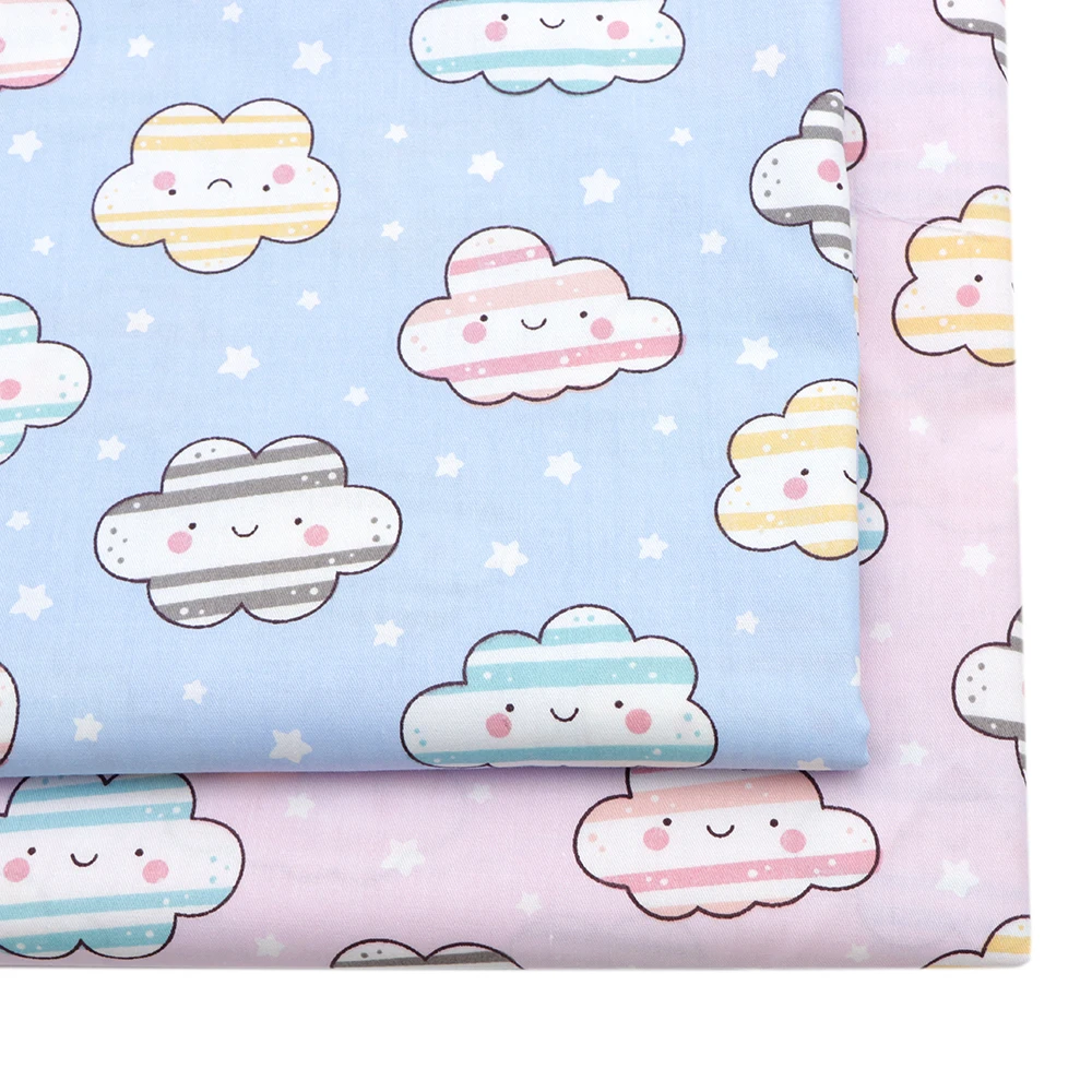 

50*160cm Cloud Animal Printed 100% Cotton Fabric Quilting Patchwork Cloth Dress Puppet Garment Tissue Material Doll,1Yc12397
