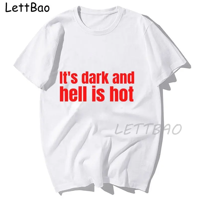 

Футболка мужская рэперская RIP DMX, уличная одежда в стиле хип-хоп, винтажная, с надписью It's dark and hell is hot, Повседневная рубашка с коротким рукаво...