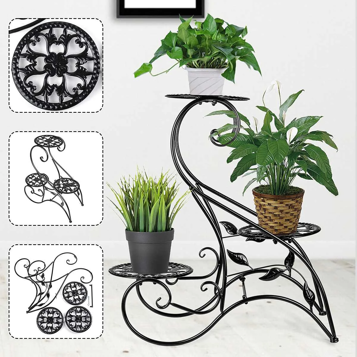 

3 Tiers Flower Plant Holder Stand Rack Metal Plant Stand Balcony Garden Flower Plant stand Bonsai Display Shelf Plant Shelves