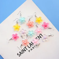multicolor cute and beautiful romantic summer resin flower earrings simulation transparent sun flower ear hook girl earrings