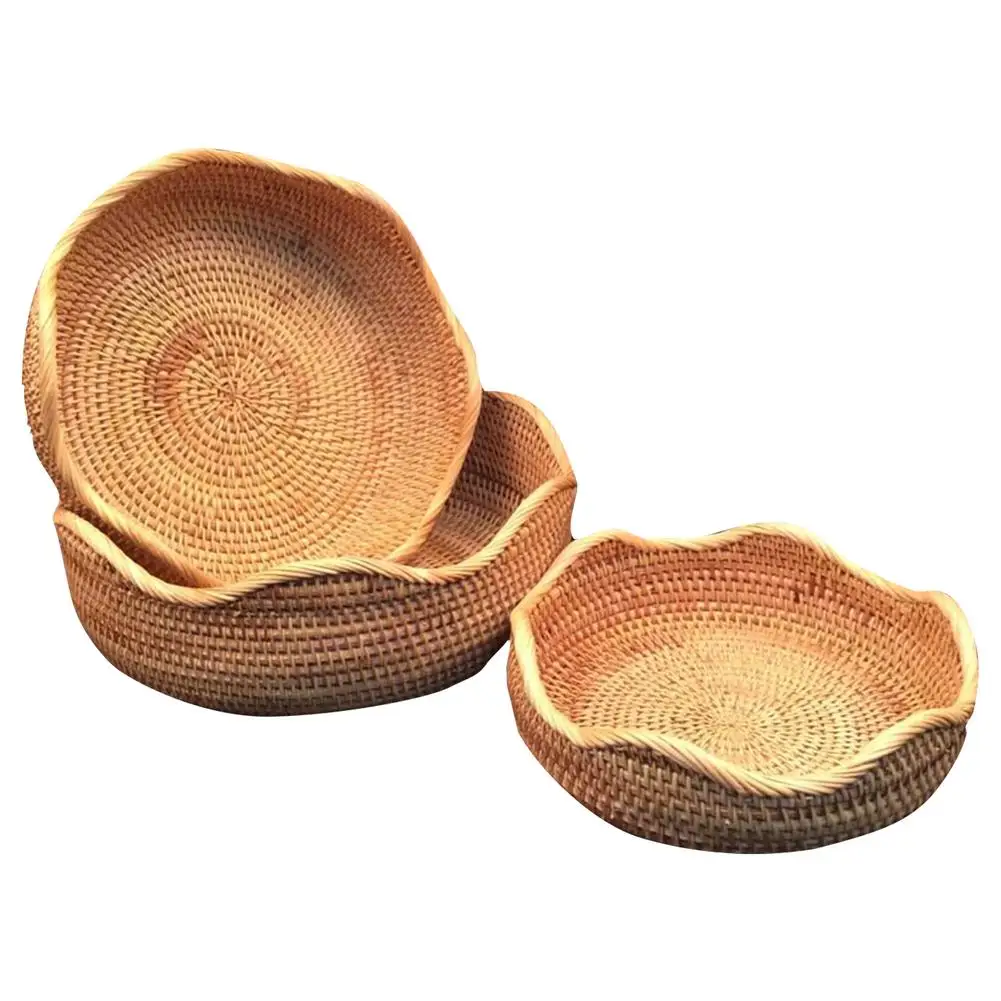

Rattan Bread Basket Set Wicker Bread Baskets for Serving Crafts Wicker Storage Basket for Fruit Bread Vegetable Natural