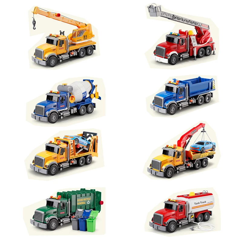 

Children's classic engineering vehicle set sound and light toy crane toy dump truck model car pneumatic lifting toy boy gift