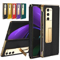 for samsung z fold 3 genuine leather case and tempered glass film full protective phone cover z fold 2 3 fold2 fold3 5g case