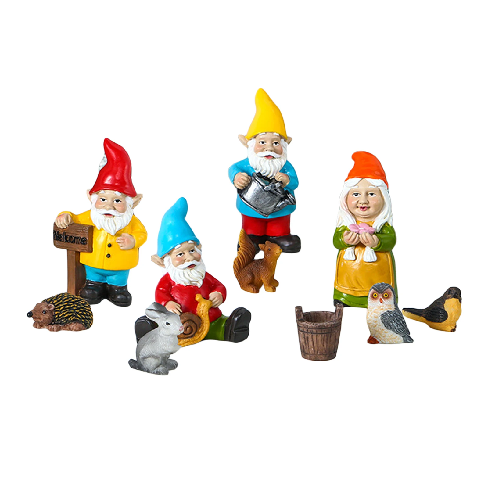 

Garden Gnome Statue with Animals Figurine Decoration for Garden Patio Decor