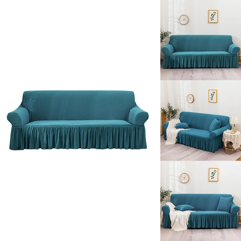 

Эластичный чехол для дивана, Жаккардовая юбка, клетчатый чехол для комнаты, универсальные чехлы для дивана