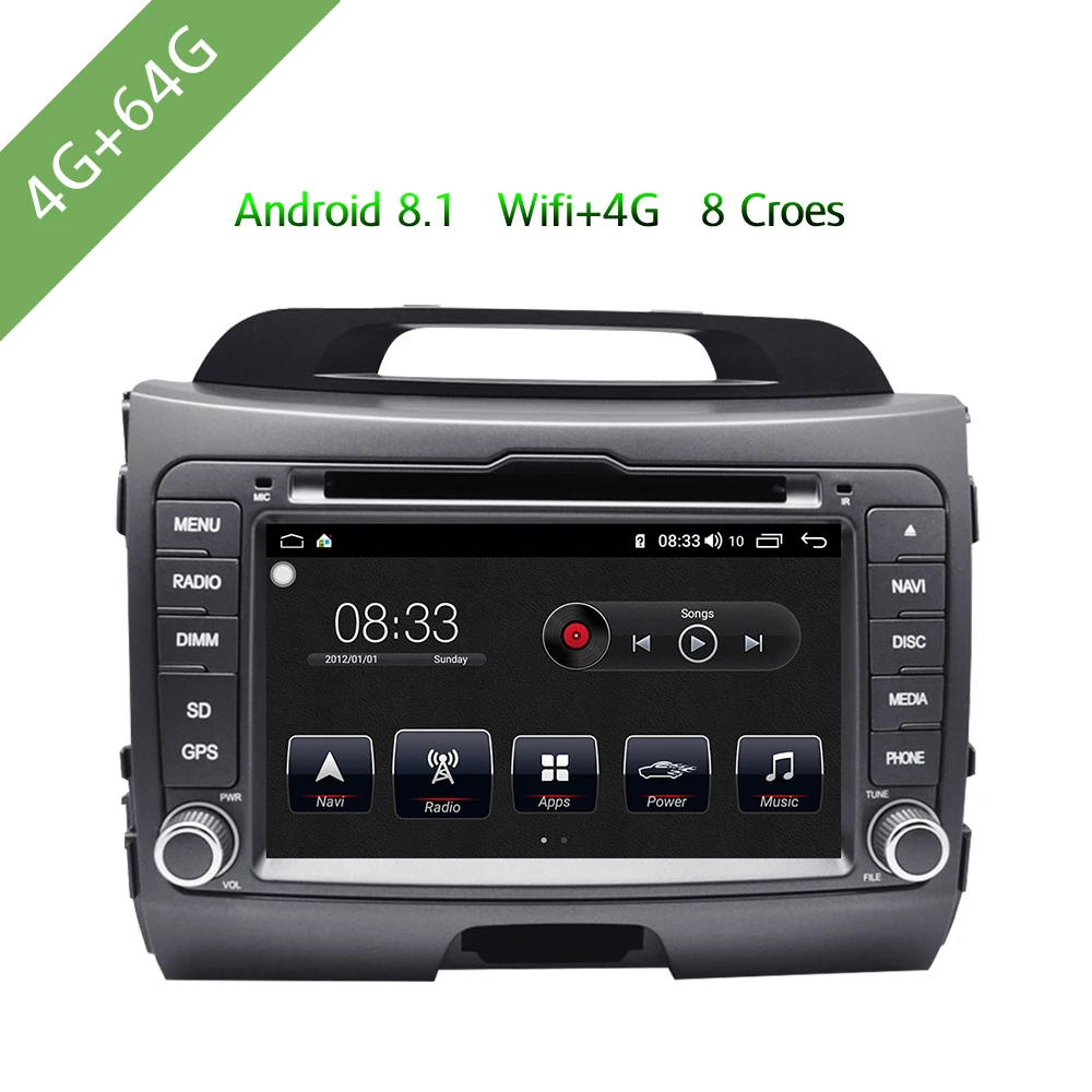 Автомобильный мультимедийный плеер 2 Din Android 8 1 автомобильный DVD для KIA Sportage 2011-2015 7