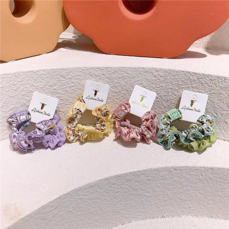 

Cartoon Print Scrunchies Hair Accessories For Girls Kids Hair Wear Elastic Hair Bands Children Ponytails Hair Ring Headwear