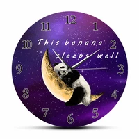 panda sleeping on the crescent moon silent movement wall clock for kids baby bedroom this banana sleeps well cartoon wall watch
