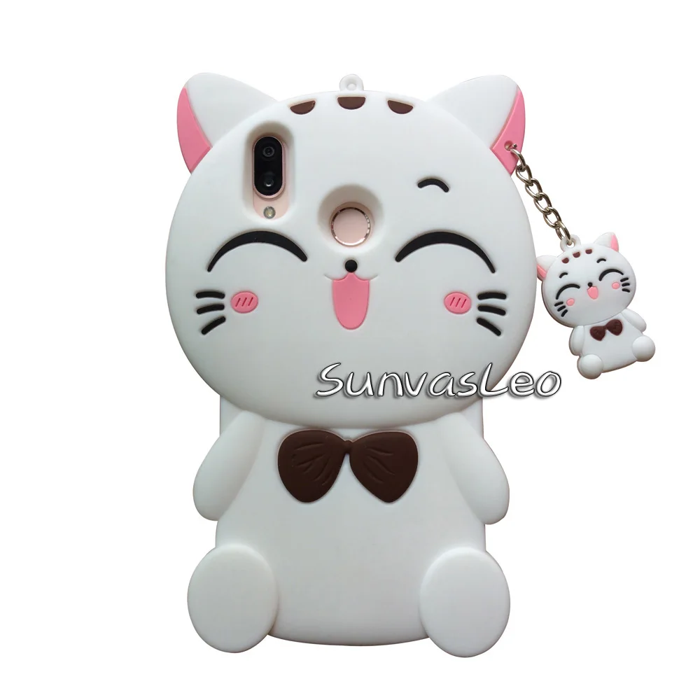 White Lucky Cat Для huawei P20 Lite чехол 3D Мягкий силиконовый чехол для смартфона с единорогом из мультфильма кожаный чехол s Fundas Coque Capa протектор - Цвет: White Lucky Cat