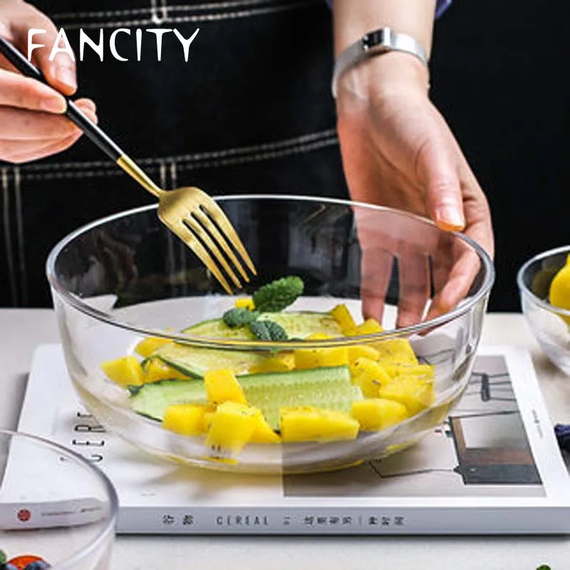 

Прозрачная стеклянная миска FANCITY в японском стиле, Салатница, домашняя стеклянная Миксер для яиц, миска для смешивания, миска для фруктов, тарелка для салата