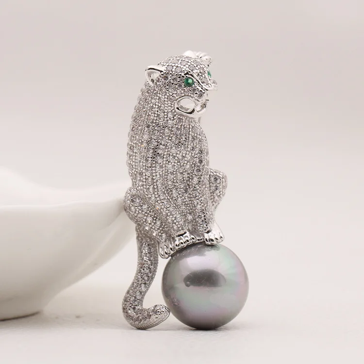 

Брошь в виде пантеры из серебра и розового золота, крупная брошь для мужчин и женщин, бутоньерка, Мужская корсажная брошь