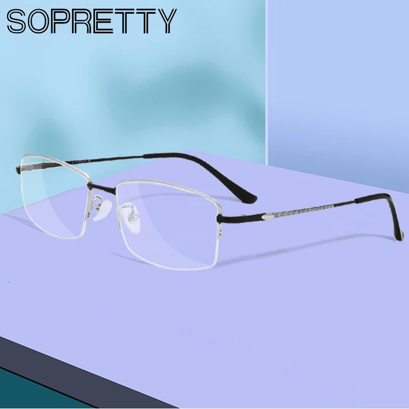 

Дизайн чистый β титан мужские очки по рецепту ретро очки для близорукости, бизнес оправы полуоправы оптические очки F1845