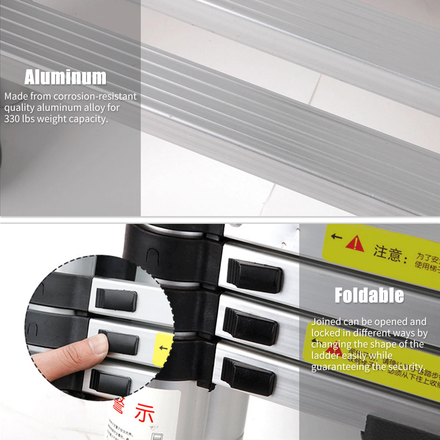 Телескопическая складная алюминиевая лестница 330 фунта| |