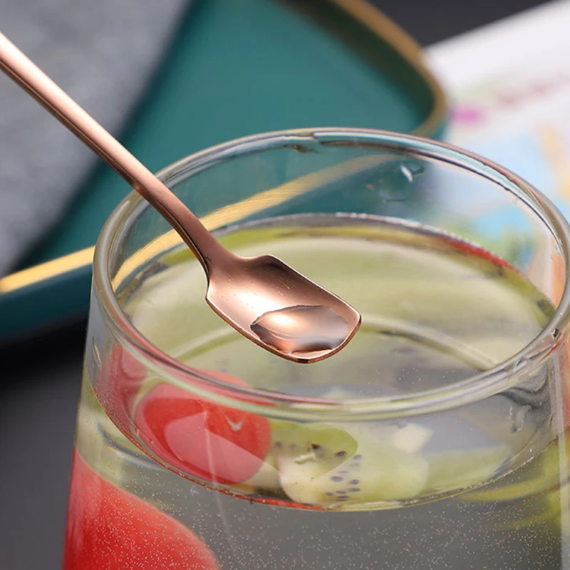 Ложка чайная квадратная из нержавеющей стали с длинной ручкой мини ложка для