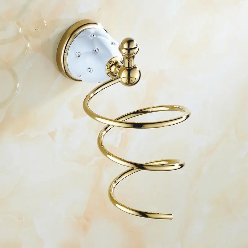 Настенный держатель для полотенец золотистого цвета латунь и бриллиант |