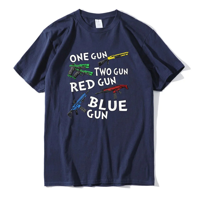 

One Gun Two Gun Red Gun Blue Gun Funny Gift Novelty Men's T-Shirt 100 cotton Short Sleeve Tee Unisex T-Shirt oversize streetwear