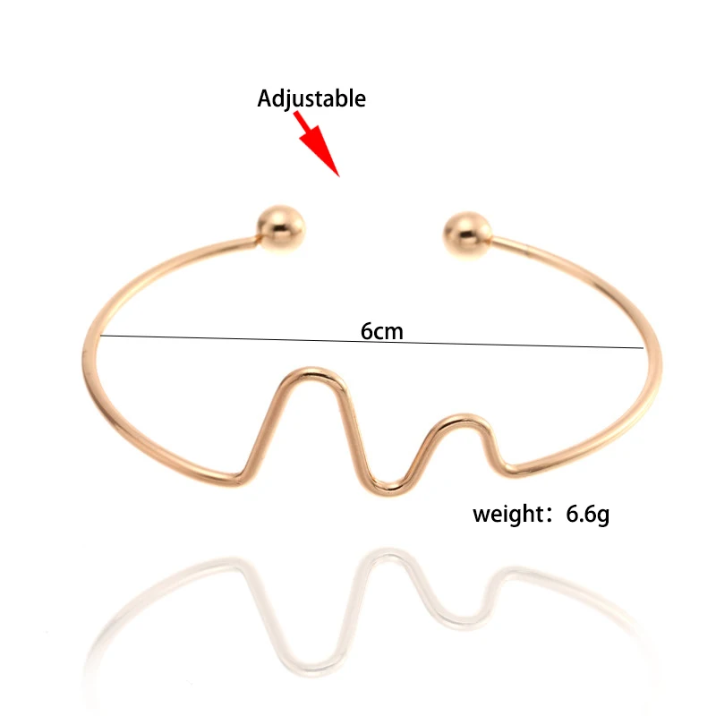 

Simple Charm Lady Bracelet Creative Ripple Couple Jewelry Alloy Opening Adjustable Girl Temperament Fashion Holiday Gift
