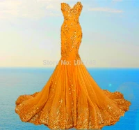 appliques sequins lace prom luxury evening gowns sweetheart robe de soiree mermaid long 2021 real photos bespoke wedding dresses