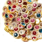 20 шт., цветок круглой формы стразы с Золотым дном, клеевые бусины для стразы, для самостоятельного изготовления свадебных платьев B1265