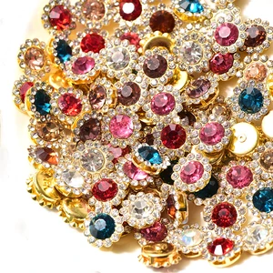 20 шт., цветок круглой формы стразы с Золотым дном, клеевые бусины для стразы, для самостоятельного изготовления свадебных платьев B1265