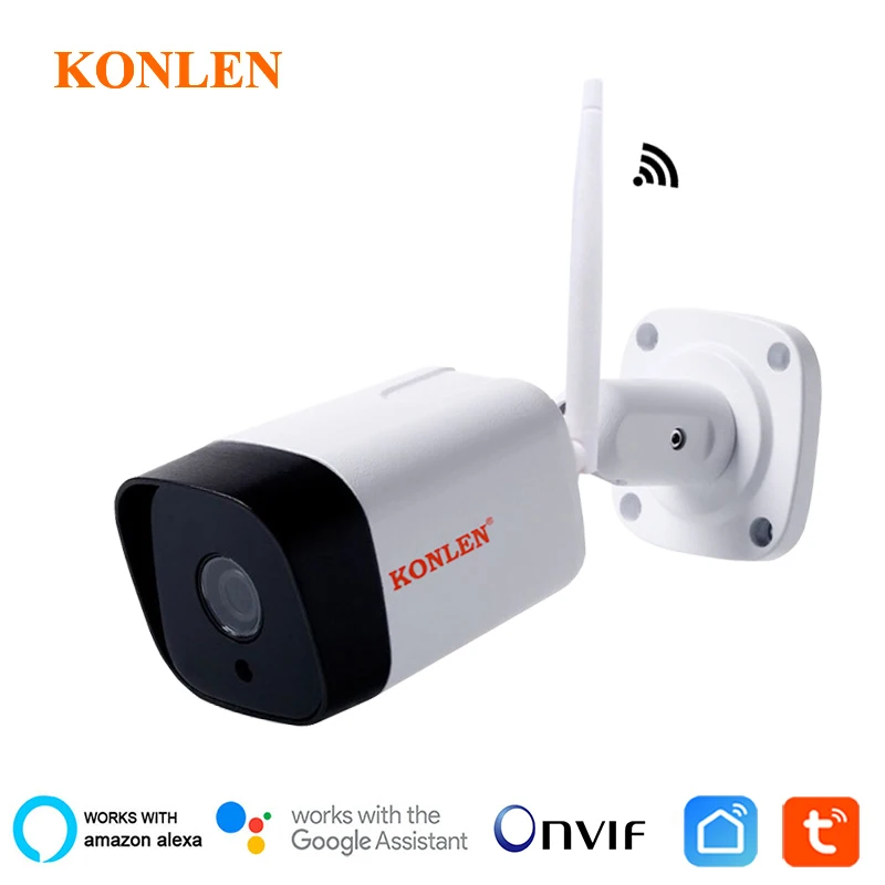 Умная IP камера KONLEN Wi Fi Tuya 1080P HD 2 МП Onvif Наружная цилиндрическая беспроводная