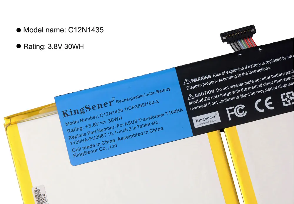 KingSener C12N1435 Аккумулятор для ноутбука ASUS T100HA T100HA-FU006T 10,1 дюймов 2 в 1 сенсорный экран планшета Батарея 3,8 V 30WH