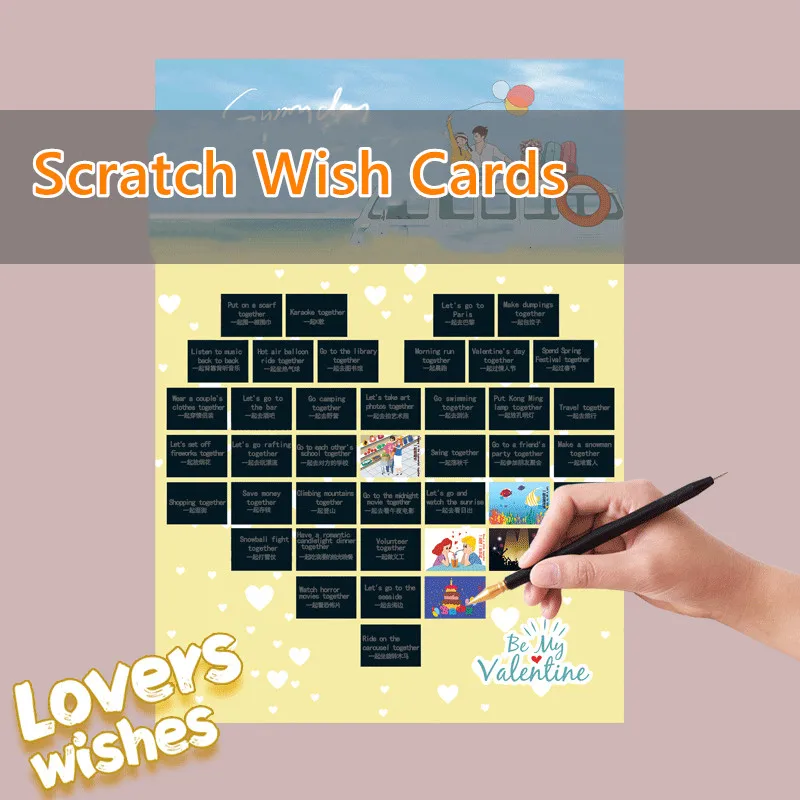 41*28cm Night View Scratch Painting 50 Wish Cards for Lovers Family Kids Friends Diy Handmade Decompression Toys Home Decor.