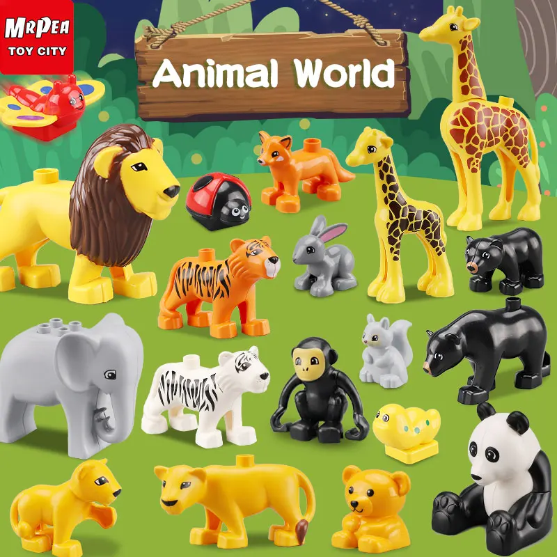 Legoing duploed лего животные и Юрский Мир динозавров серии большие крупные частицы