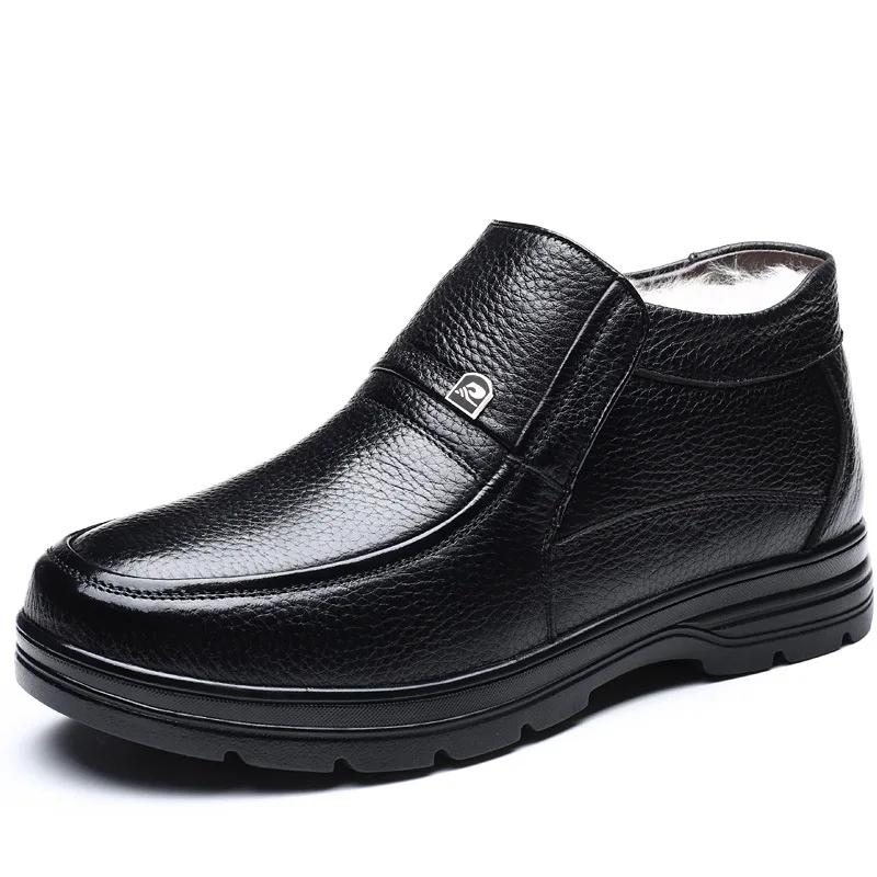 Мужские зимние ботинки из натуральной кожи Белые Повседневные теплые в