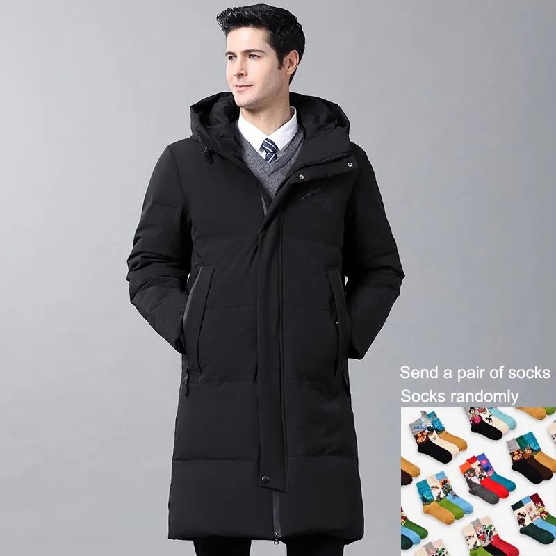 Новинка зимний длинный пуховик мужской Повседневный свободный выше колена